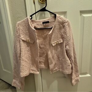 SHEIN Light Pink Tweed Blazer
